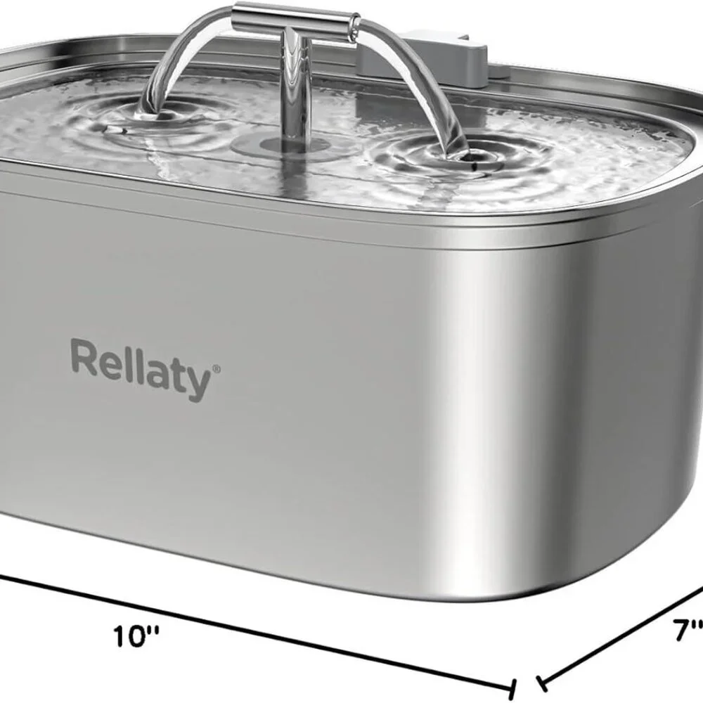 Stainless Steel Cat Water Fountain 108oz Pet Drinking Dispenser with 8 Filters